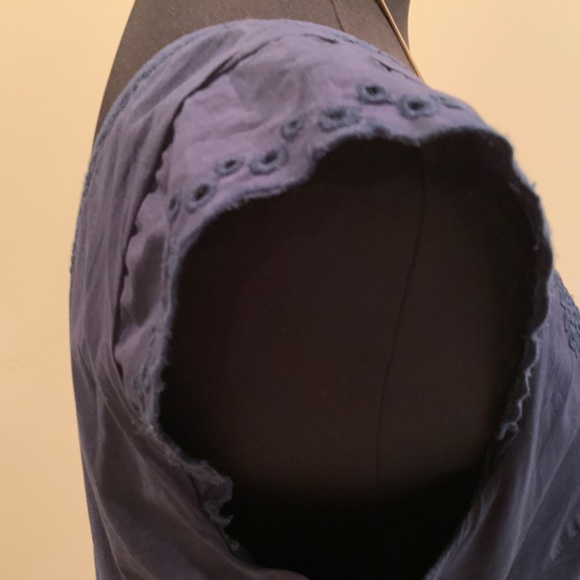 Boden Navy Blue Cotton/Eyelet Detail Summer Dress, Size 10 - Picture 4 of 10